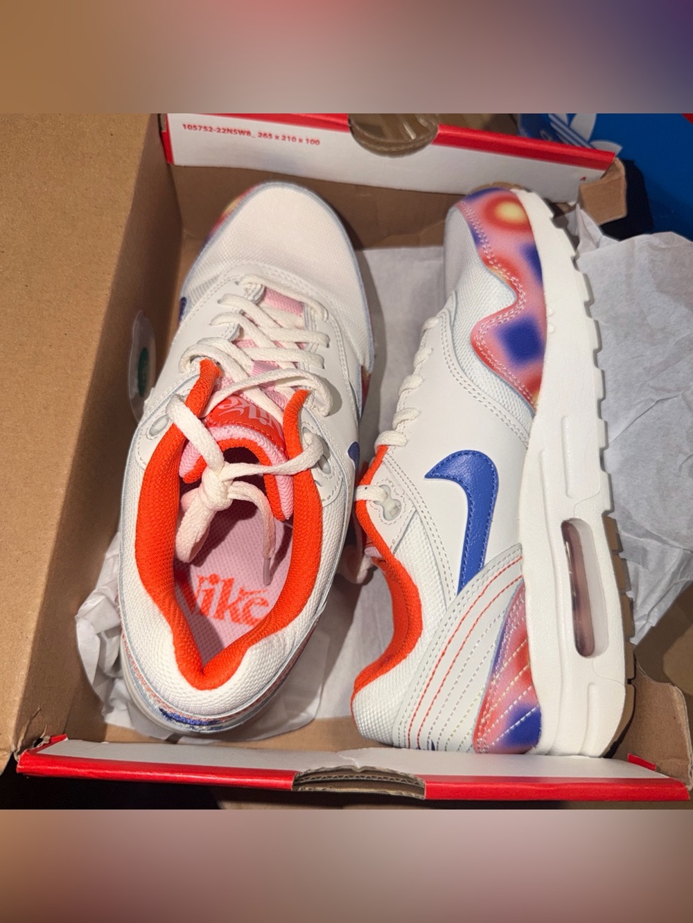 Nike Air Max 1 SE  White Blue Orange FN7287-100 Size 5.5  Men . Sz 7 Women